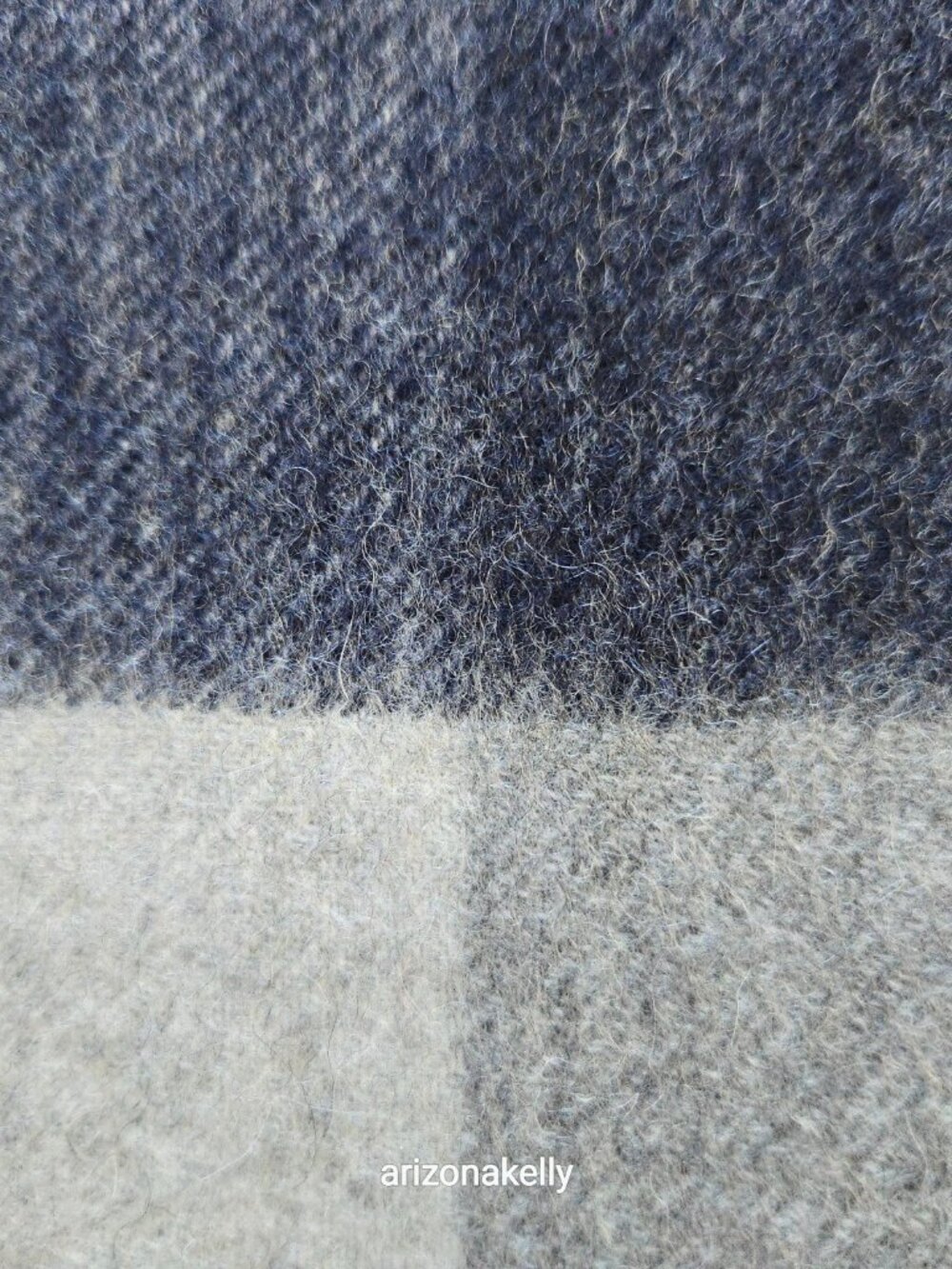 NWOT Cashmere Woven Scarf Blue, Black & Gray Plaid Checks - Picture 10 of 15
